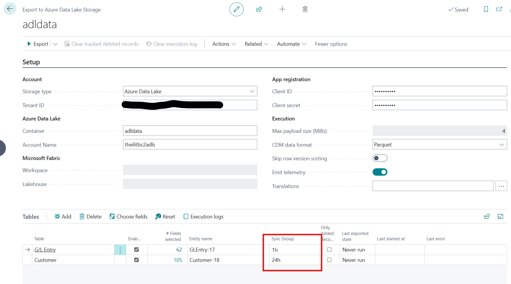 Sync group configuration